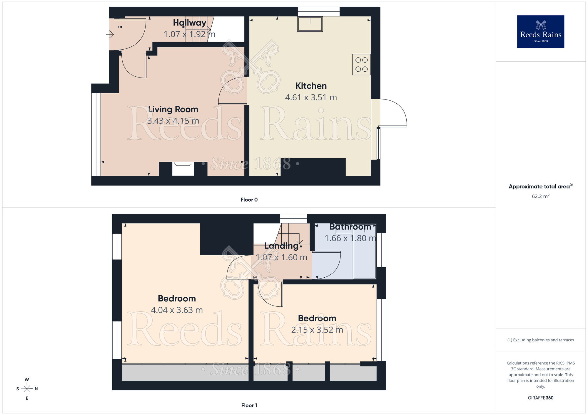 Floorplan of 2 bedroom Semi Detached House for sale, Pinders Crescent, Knottingley, West Yorkshire, WF11
