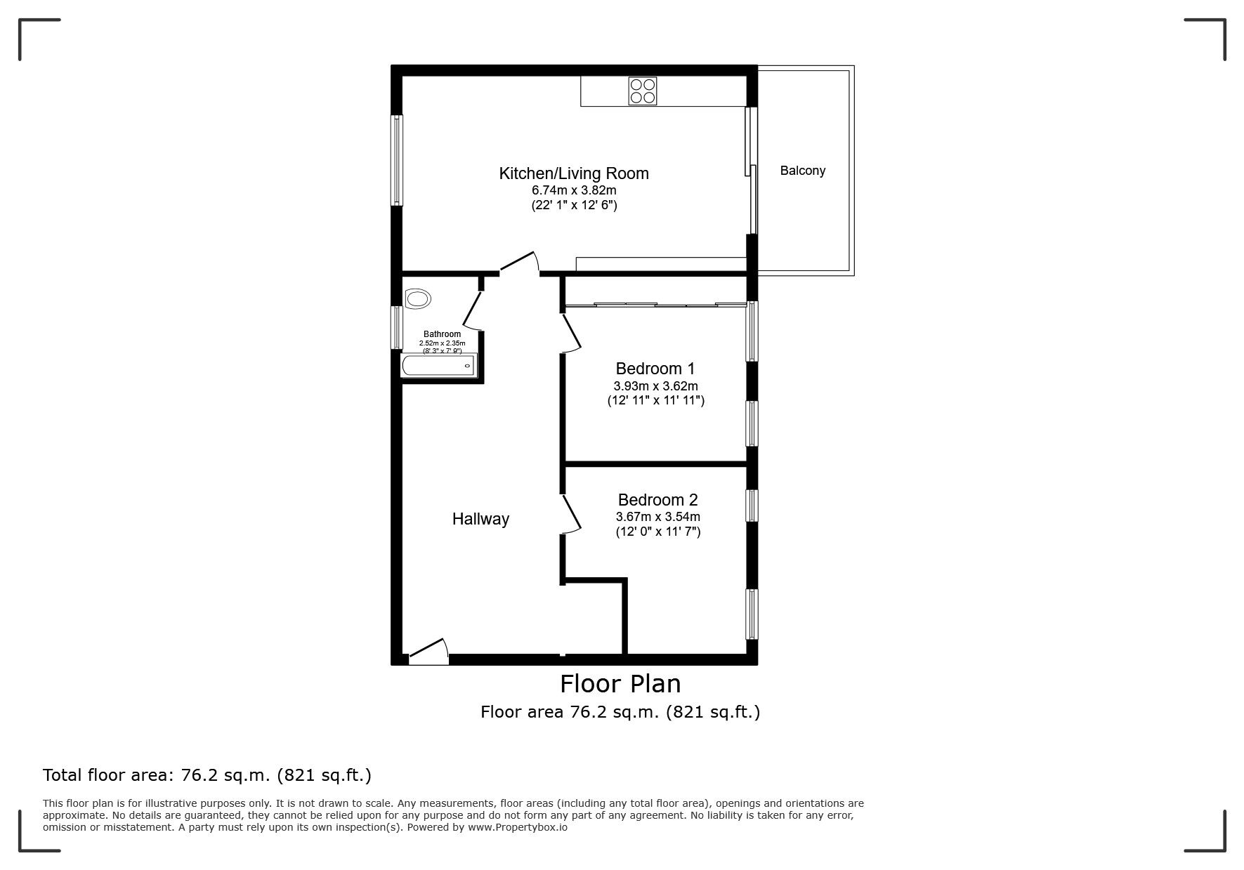 Floorplan of 2 bedroom  Flat for sale, Maxwell Road, Romford, RM7