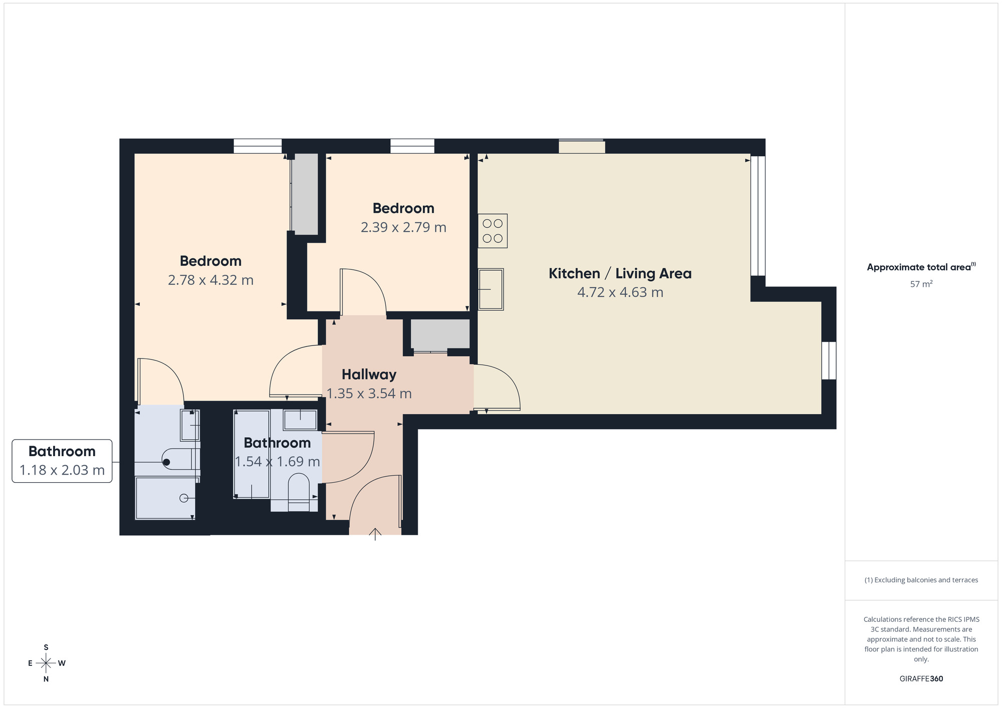 Floorplan of 2 bedroom Flat to rent, Arboretum Place, Barking, IG11