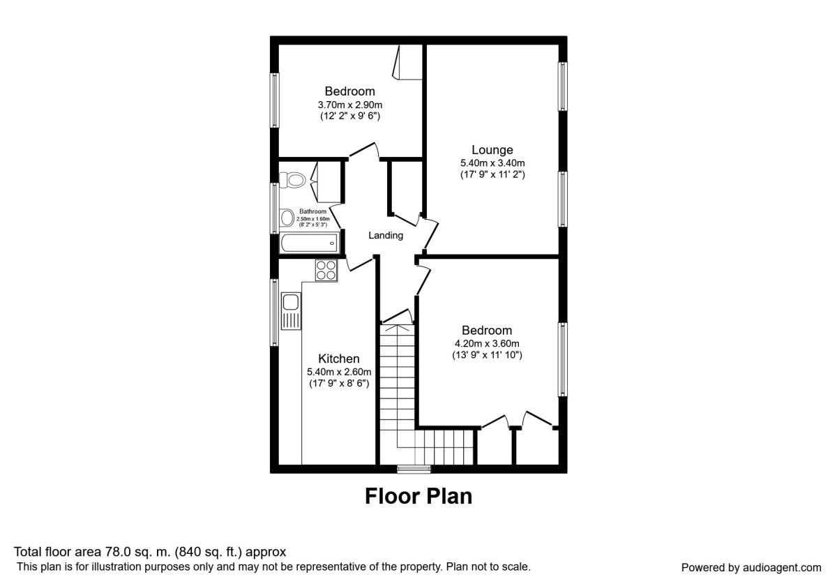 Floorplan of 2 bedroom  Flat to rent, Moorfield Close, Ravenfield, South Yorkshire, S65
