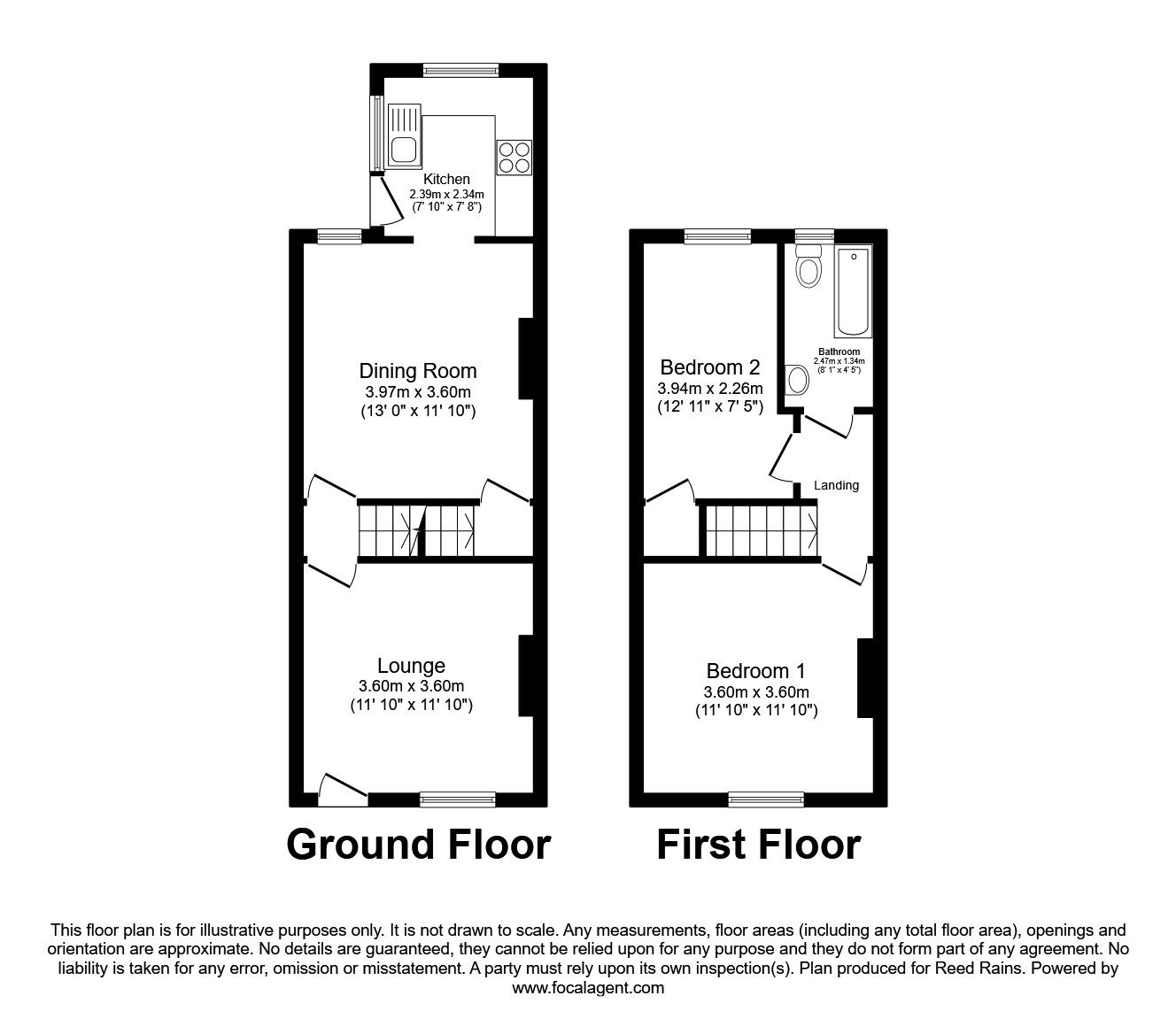 Floorplan of 2 bedroom Mid Terrace House to rent, Belmont Street, Rotherham, South Yorkshire, S61