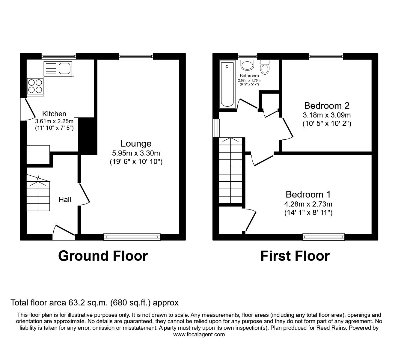 Floorplan of 2 bedroom Semi Detached House to rent, Sandbergh Road, Rotherham, South Yorkshire, S61