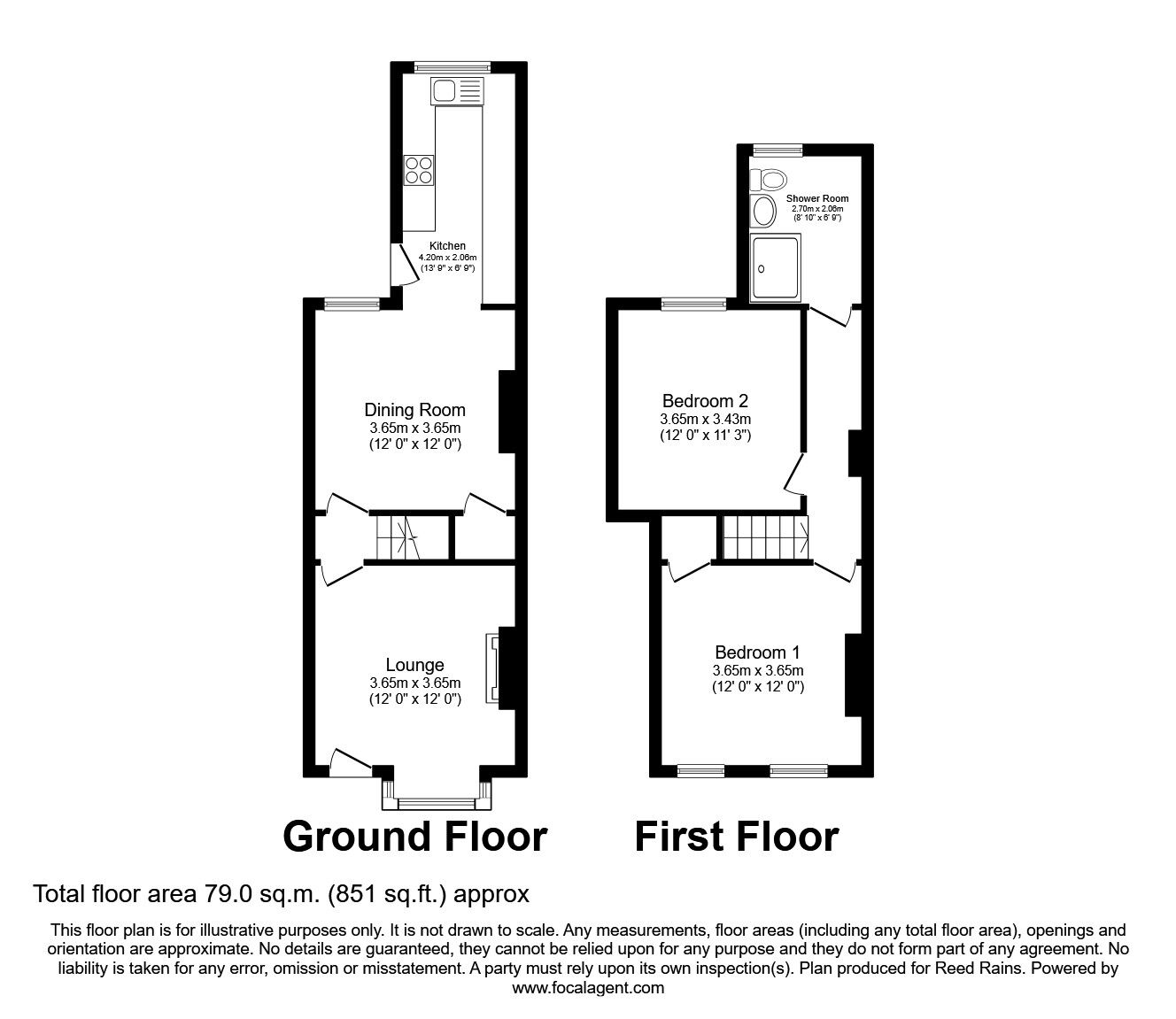 Floorplan of 2 bedroom Mid Terrace House to rent, Meadow Street, Rotherham, South Yorkshire, S61