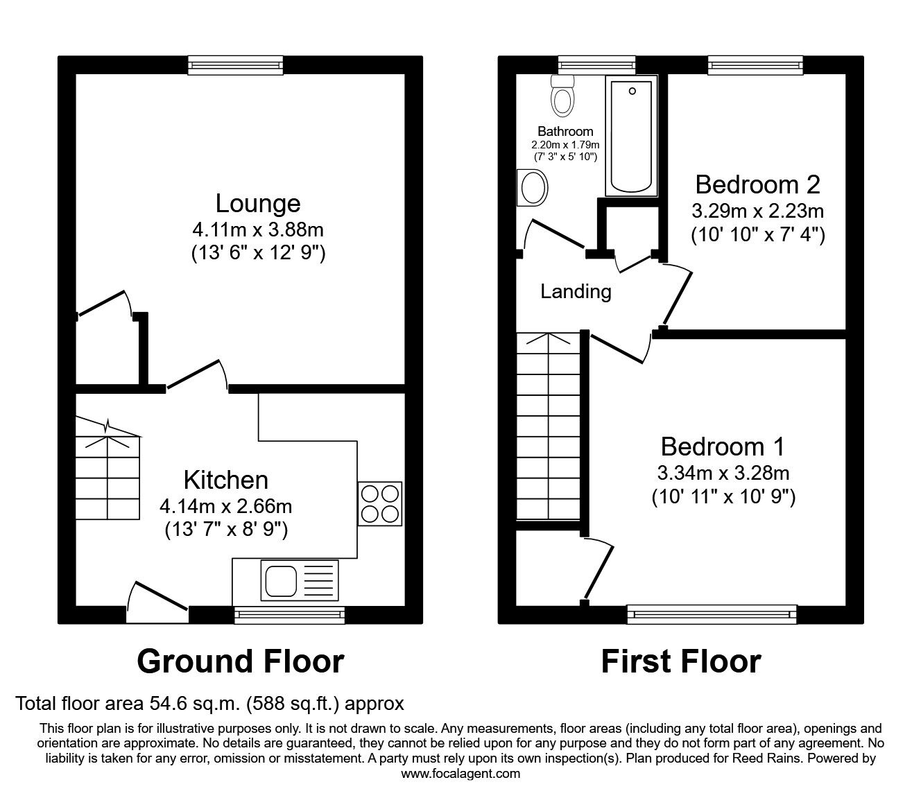 Floorplan of 2 bedroom Mid Terrace House to rent, Strauss Crescent, Maltby, South Yorkshire, S66