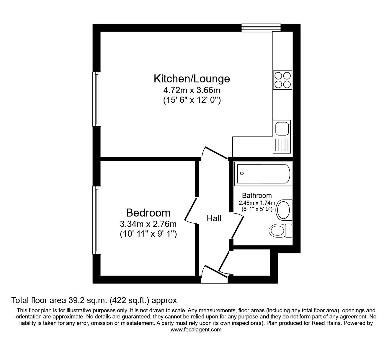 Floorplan of 1 bedroom Flat to rent, Reneville Court, Reneville Road, South Yorkshire, S60