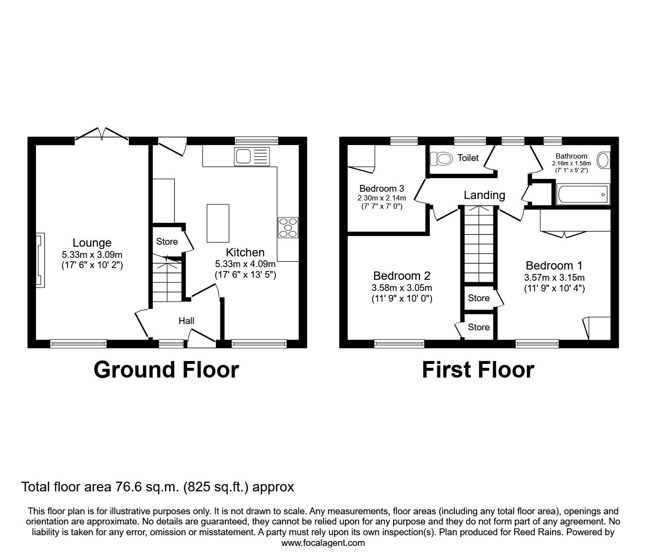 Floorplan of 3 bedroom Mid Terrace House to rent, Wellfield Road, Rotherham, South Yorkshire, S61