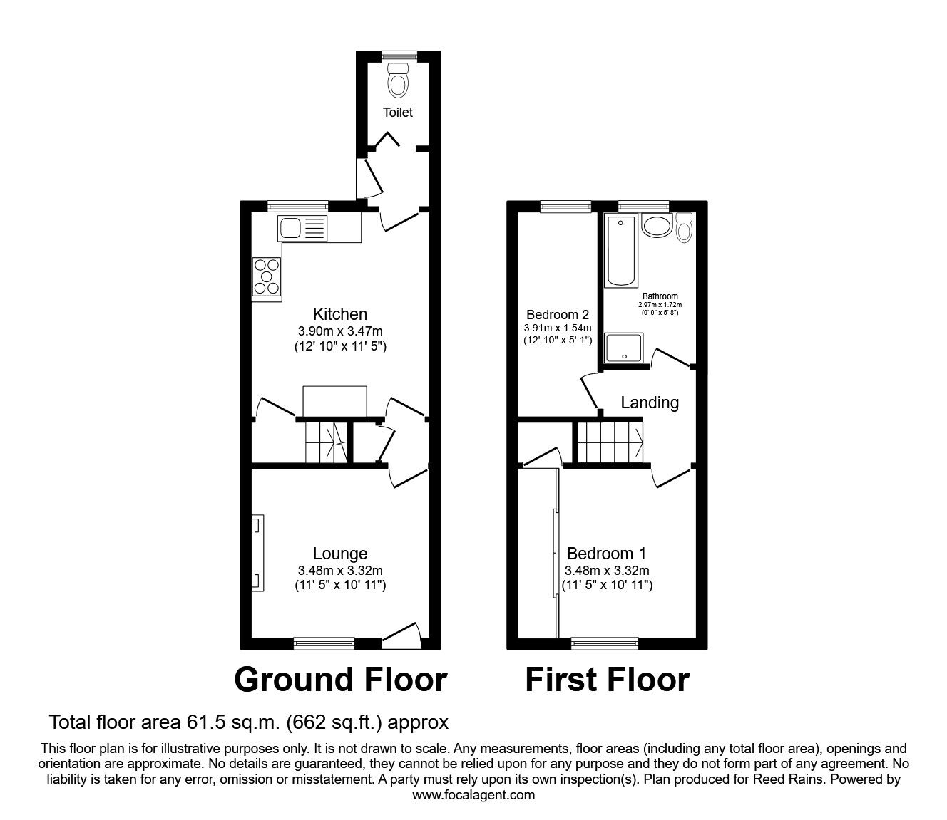 Floorplan of 2 bedroom Mid Terrace House to rent, Pitt Street, Rotherham, South Yorkshire, S61