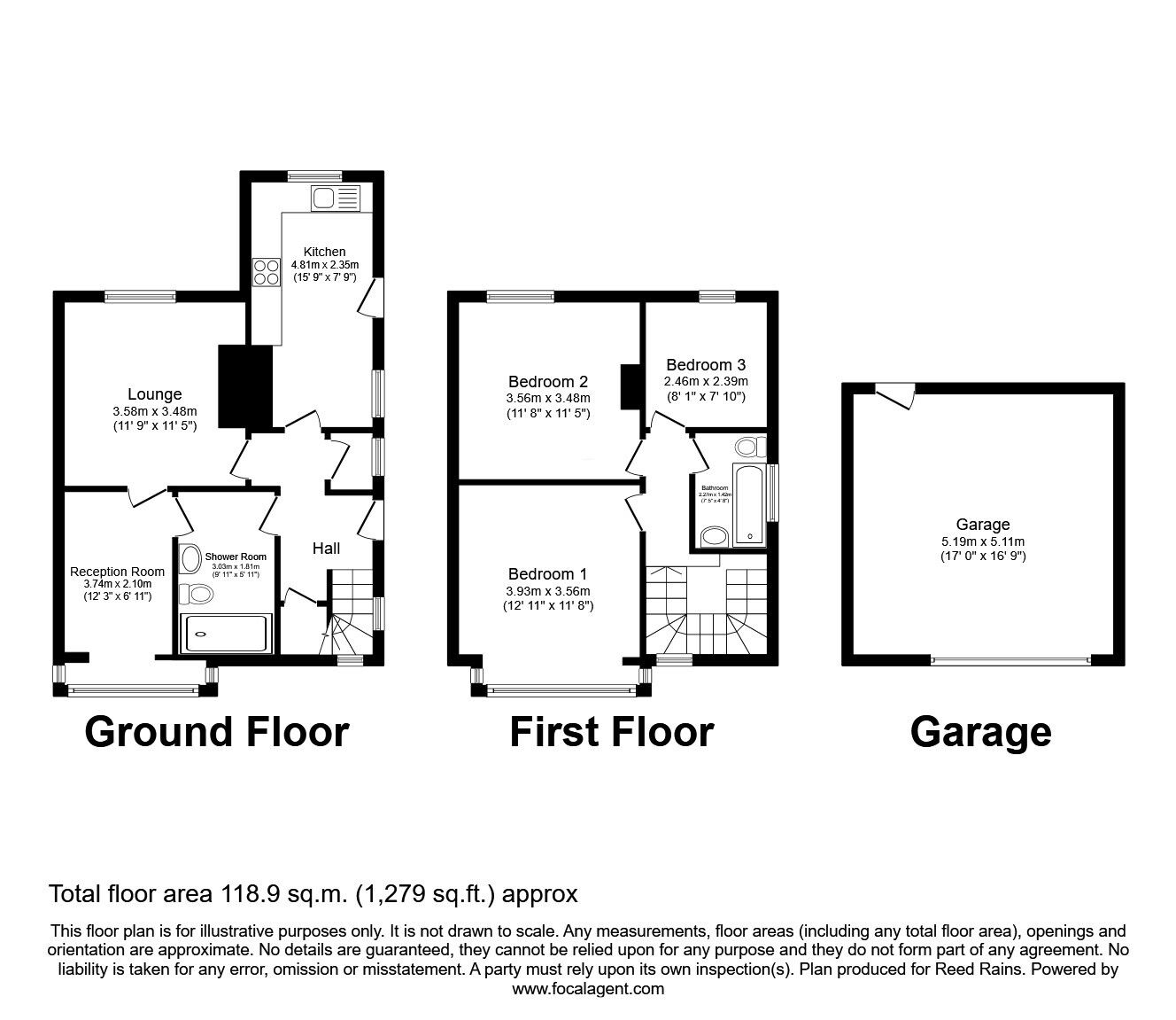 Floorplan of 3 bedroom Detached House for sale, Fitzwilliam Road, Rotherham, South Yorkshire, S65