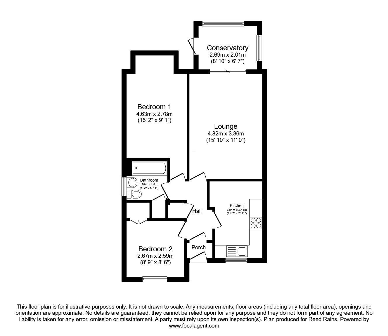 Floorplan of 2 bedroom Semi Detached Bungalow for sale, Sorby Way, Wickersley, South Yorkshire, S66