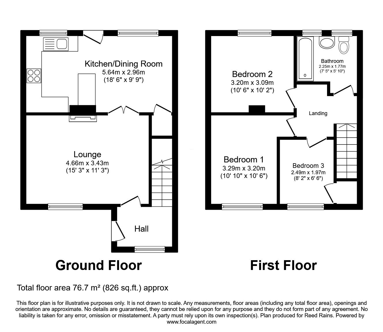 Floorplan of 3 bedroom Mid Terrace House to rent, Graham Avenue, Brinsworth, South Yorkshire, S60