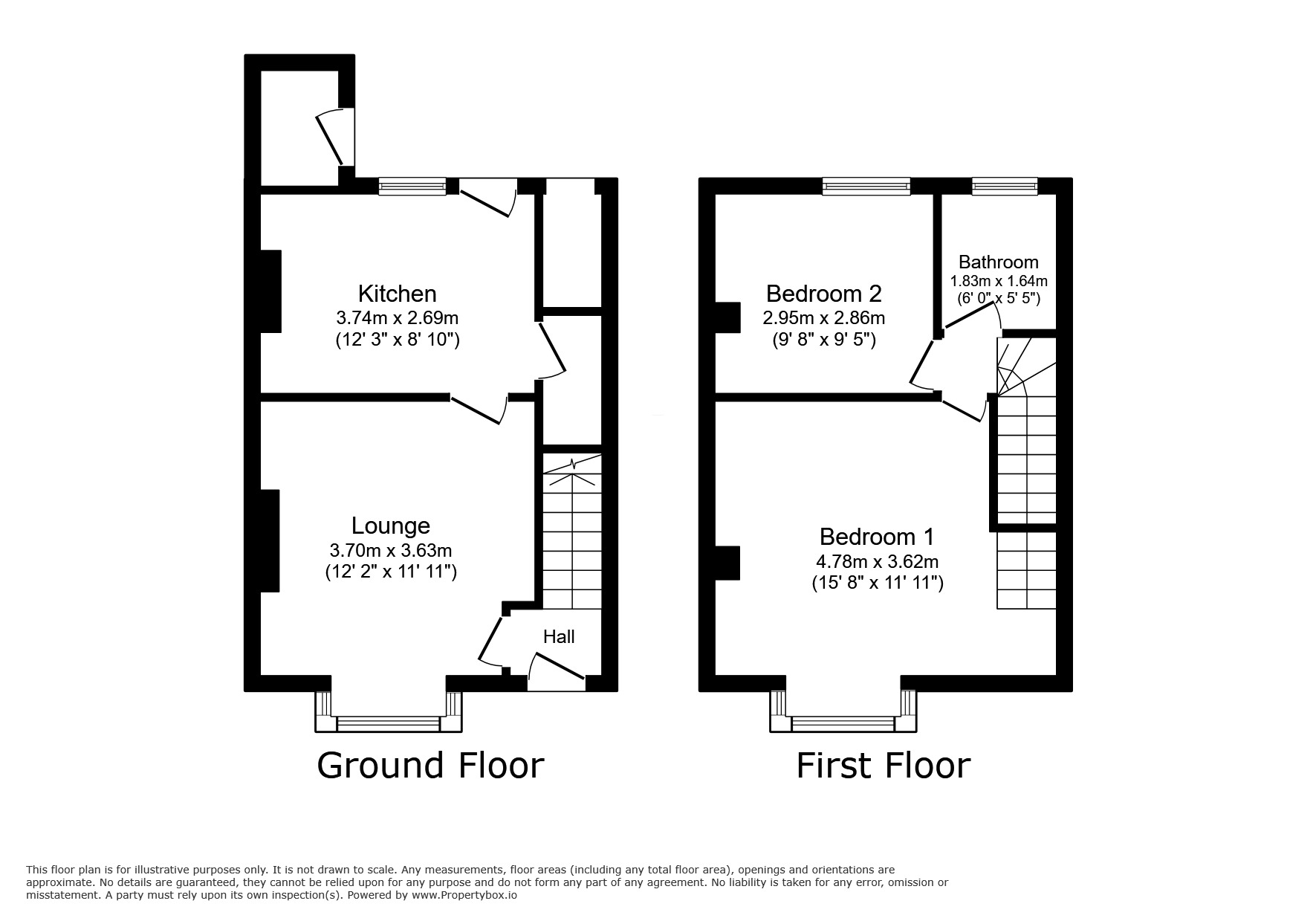Floorplan of 2 bedroom Mid Terrace House to rent, Upper Wortley Road, Thorpe Hesley, South Yorkshire, S61