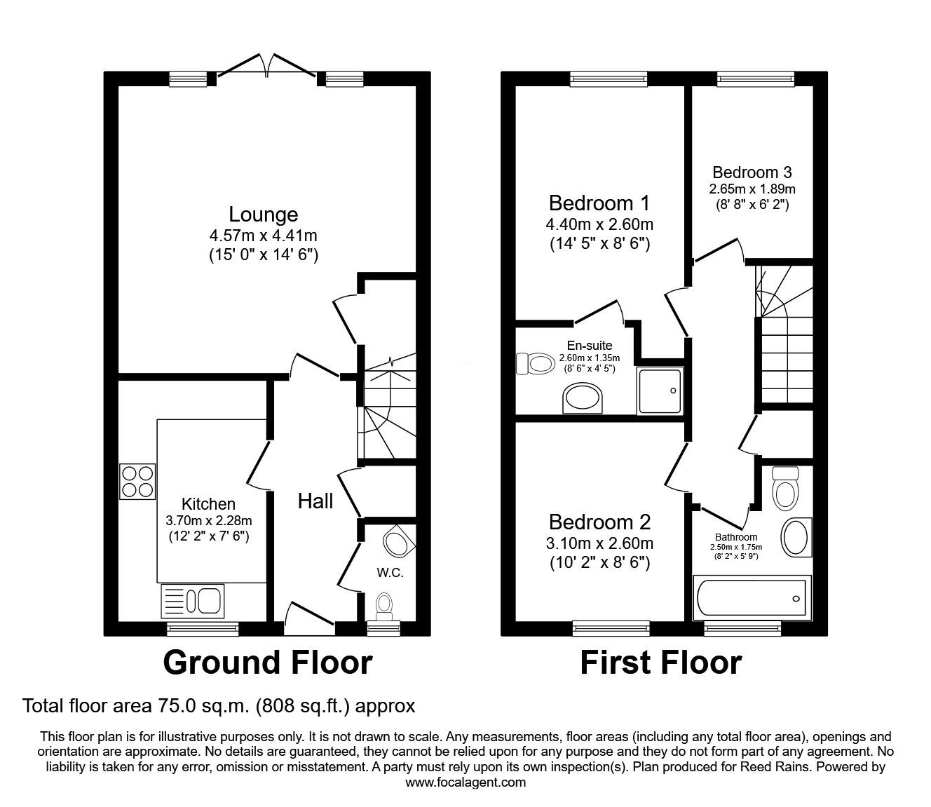 Floorplan of 3 bedroom End Terrace House for sale, Fryston Court, Brampton Bierlow, South Yorkshire, S63