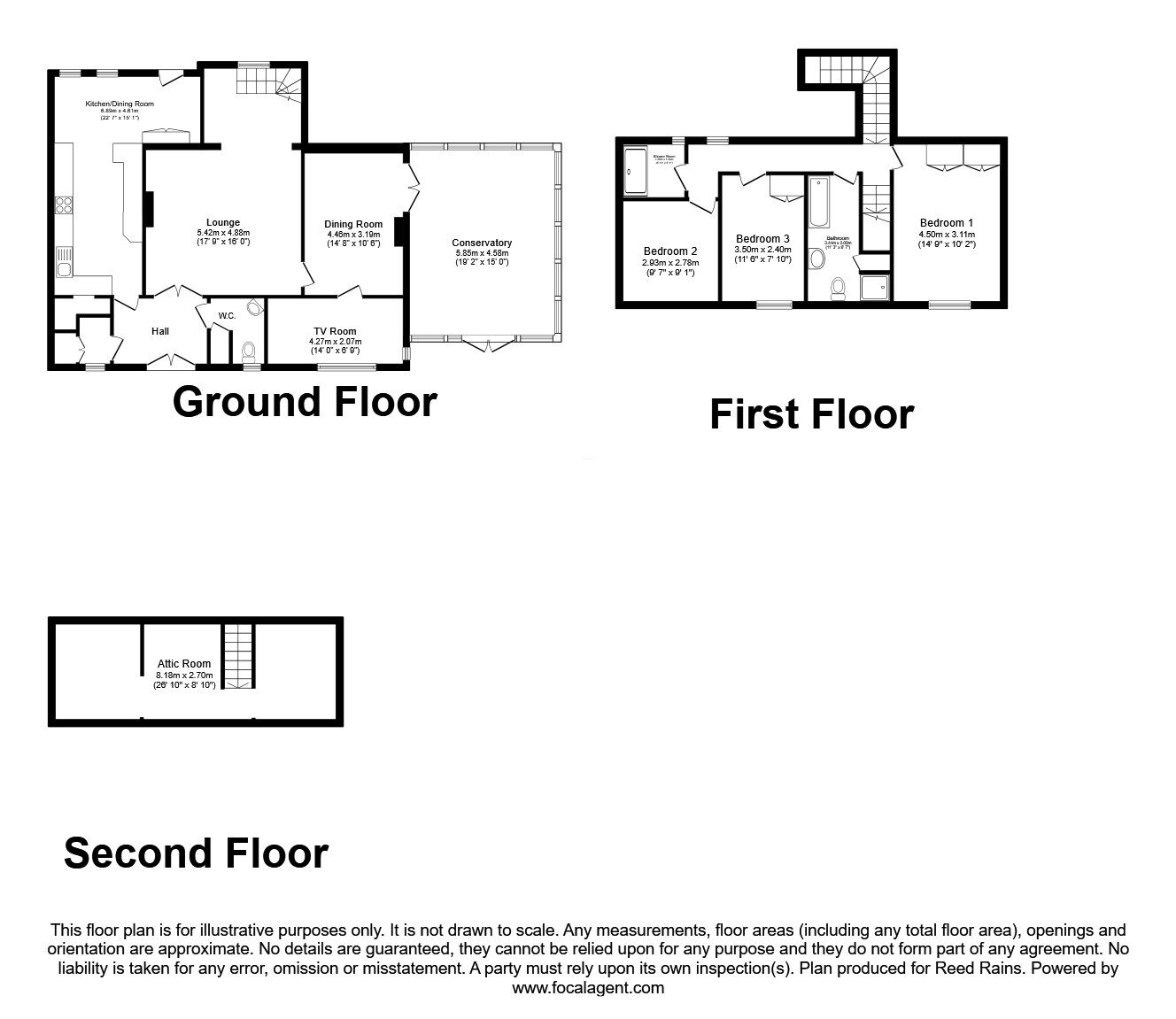 Floorplan of 3 bedroom Detached House for sale, Doncaster Road, Hooton Roberts, South Yorkshire, S65
