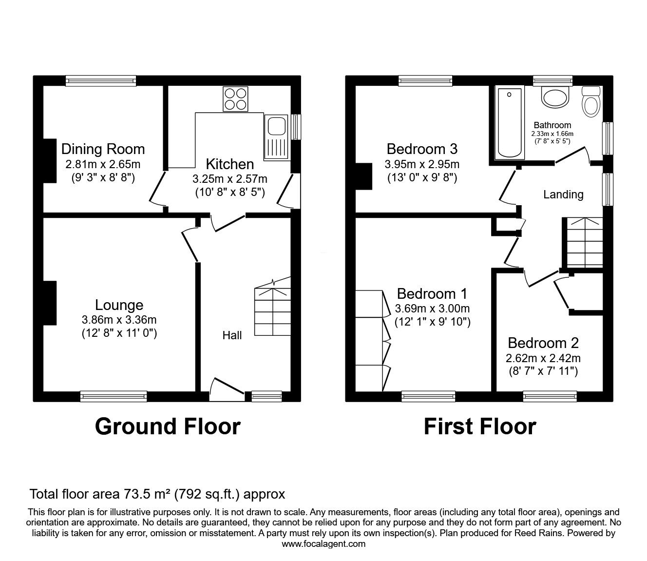 Floorplan of 3 bedroom Semi Detached House for sale, Rushey Close, Rawmarsh, South Yorkshire, S62
