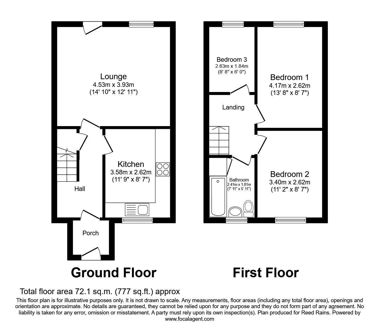 Floorplan of 3 bedroom Mid Terrace House for sale, Dycott Road, Rotherham, South Yorkshire, S61