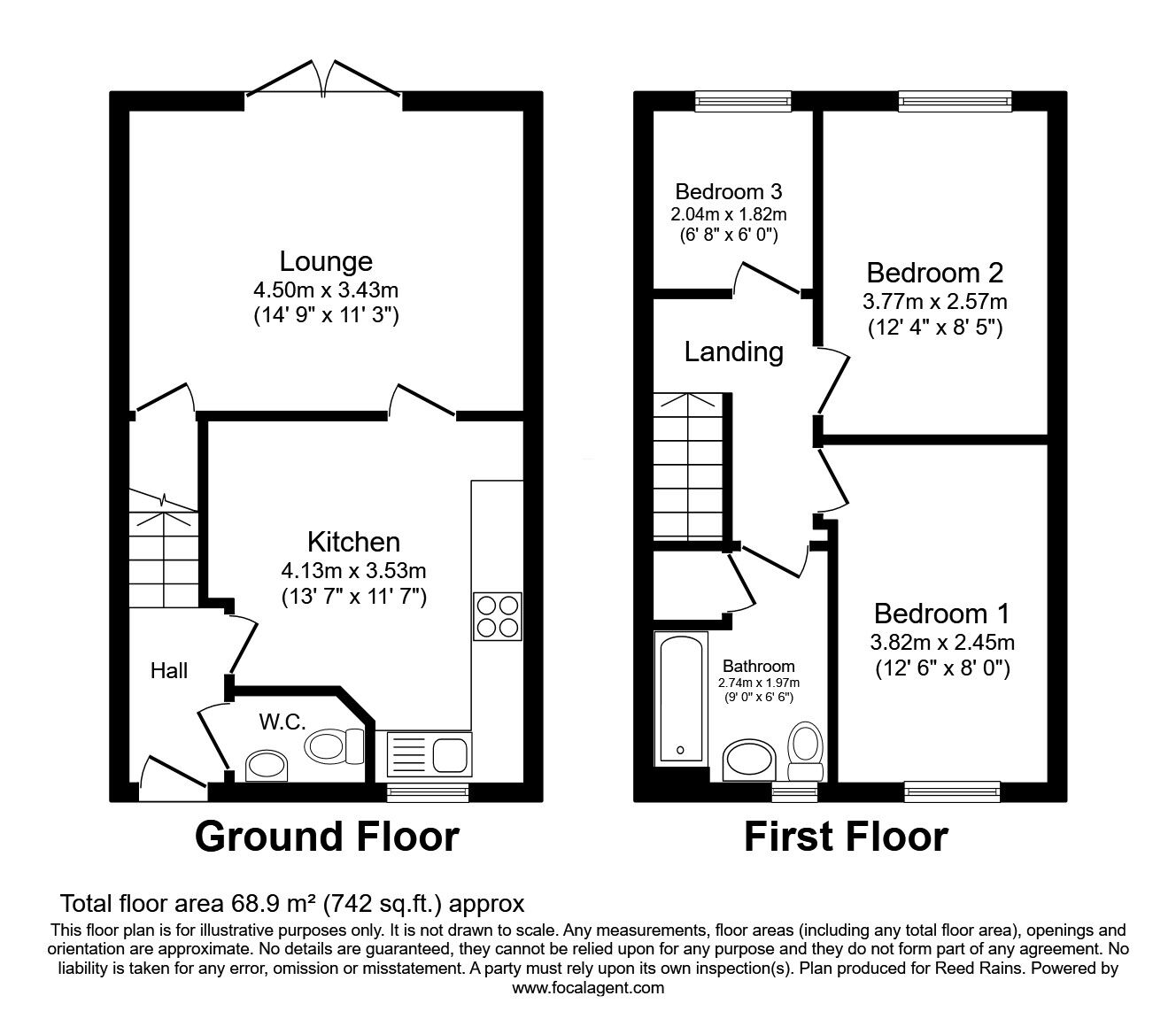Floorplan of 3 bedroom Semi Detached House for sale, Kingsway, Grimethorpe, South Yorkshire, S72