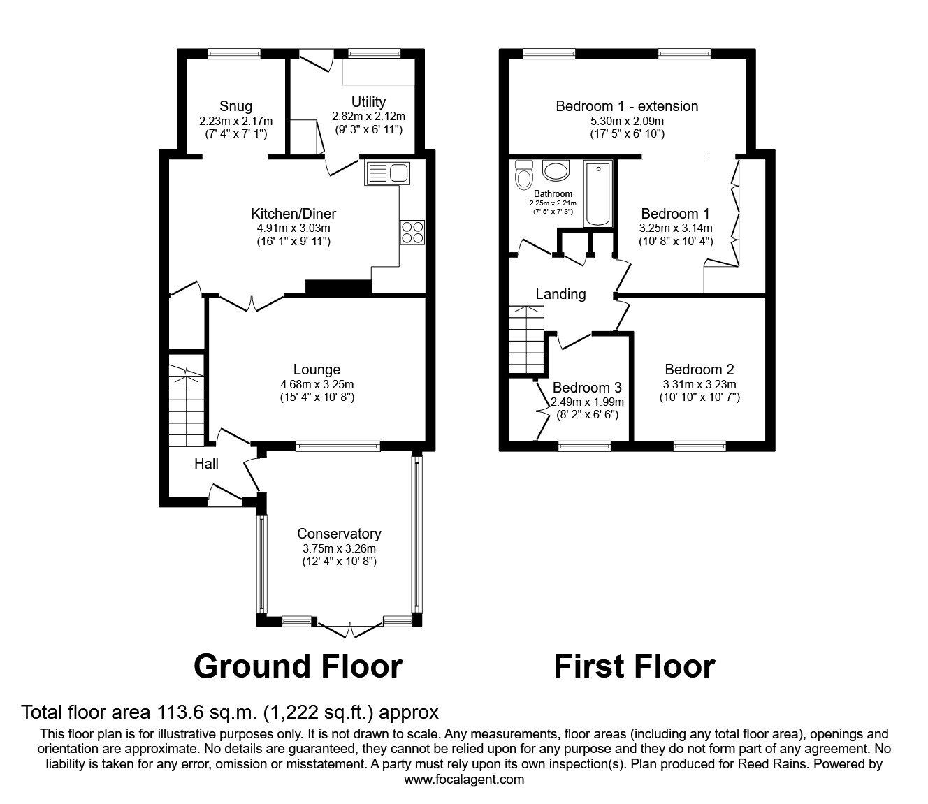 Floorplan of 3 bedroom Mid Terrace House for sale, Pear Tree Close, Brinsworth, South Yorkshire, S60