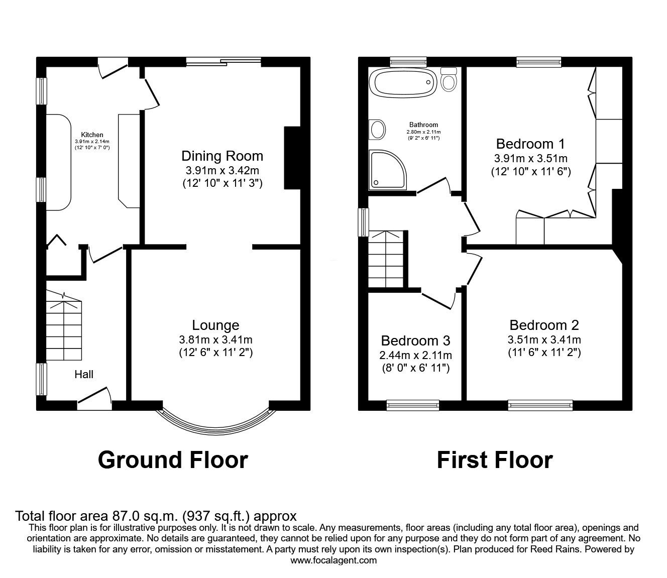 Floorplan of 3 bedroom Semi Detached House for sale, South Street, Rawmarsh, South Yorkshire, S62