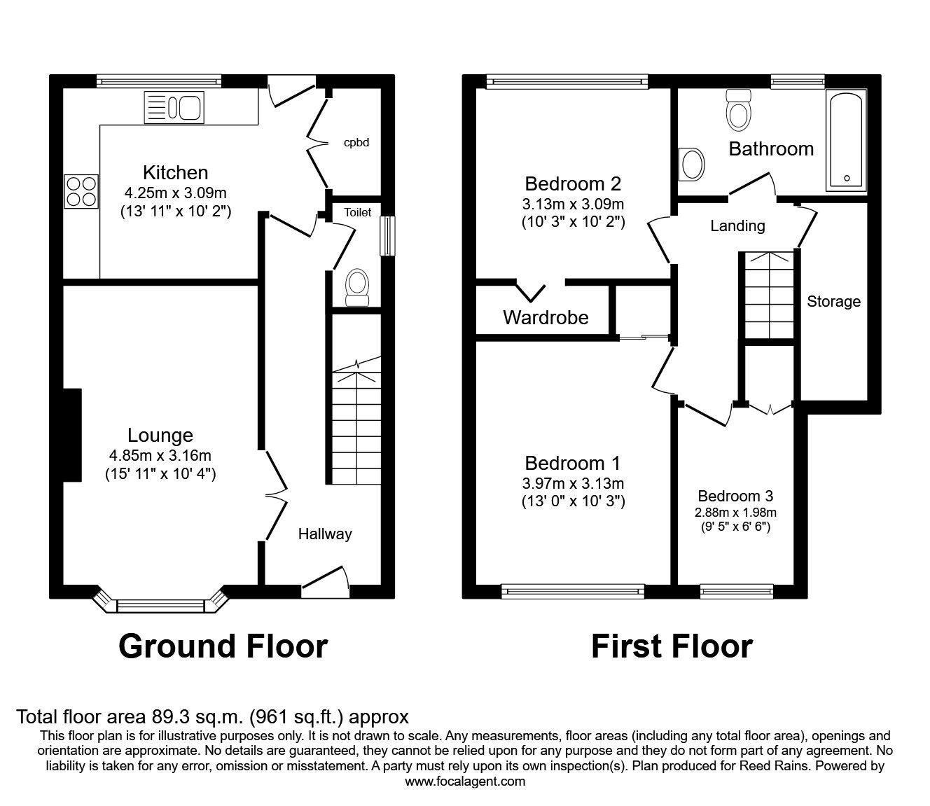 Floorplan of 3 bedroom Mid Terrace House for sale, Goodwin Road, Rotherham, South Yorkshire, S61