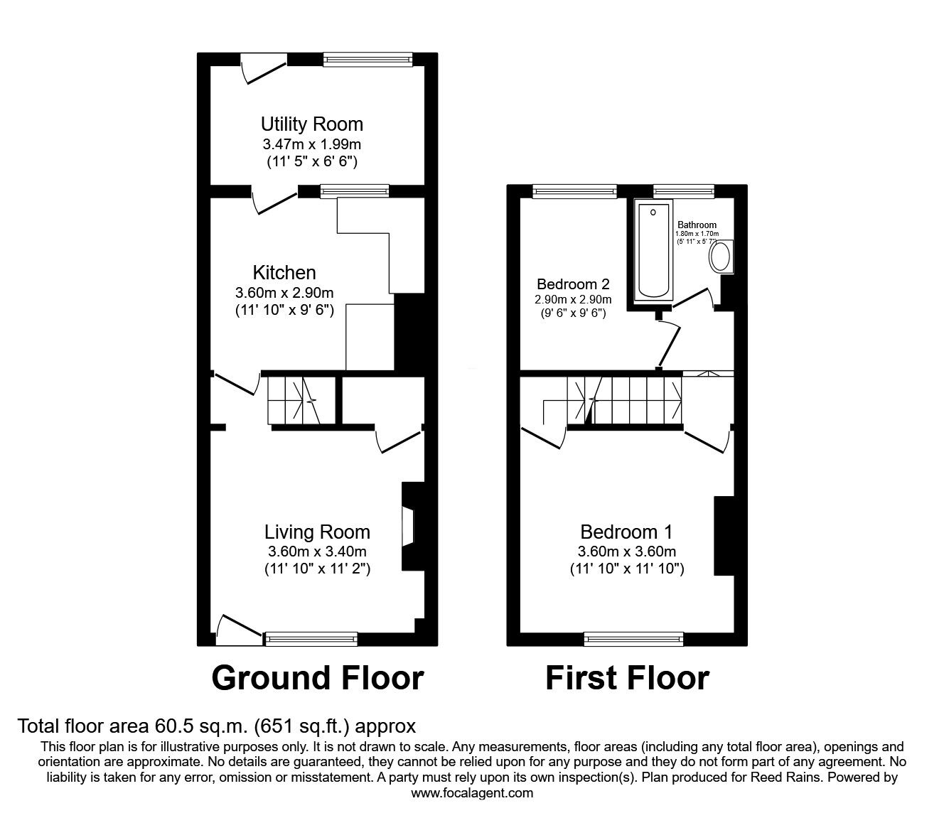 Floorplan of 2 bedroom Mid Terrace House for sale, Poucher Street, Rotherham, South Yorkshire, S61