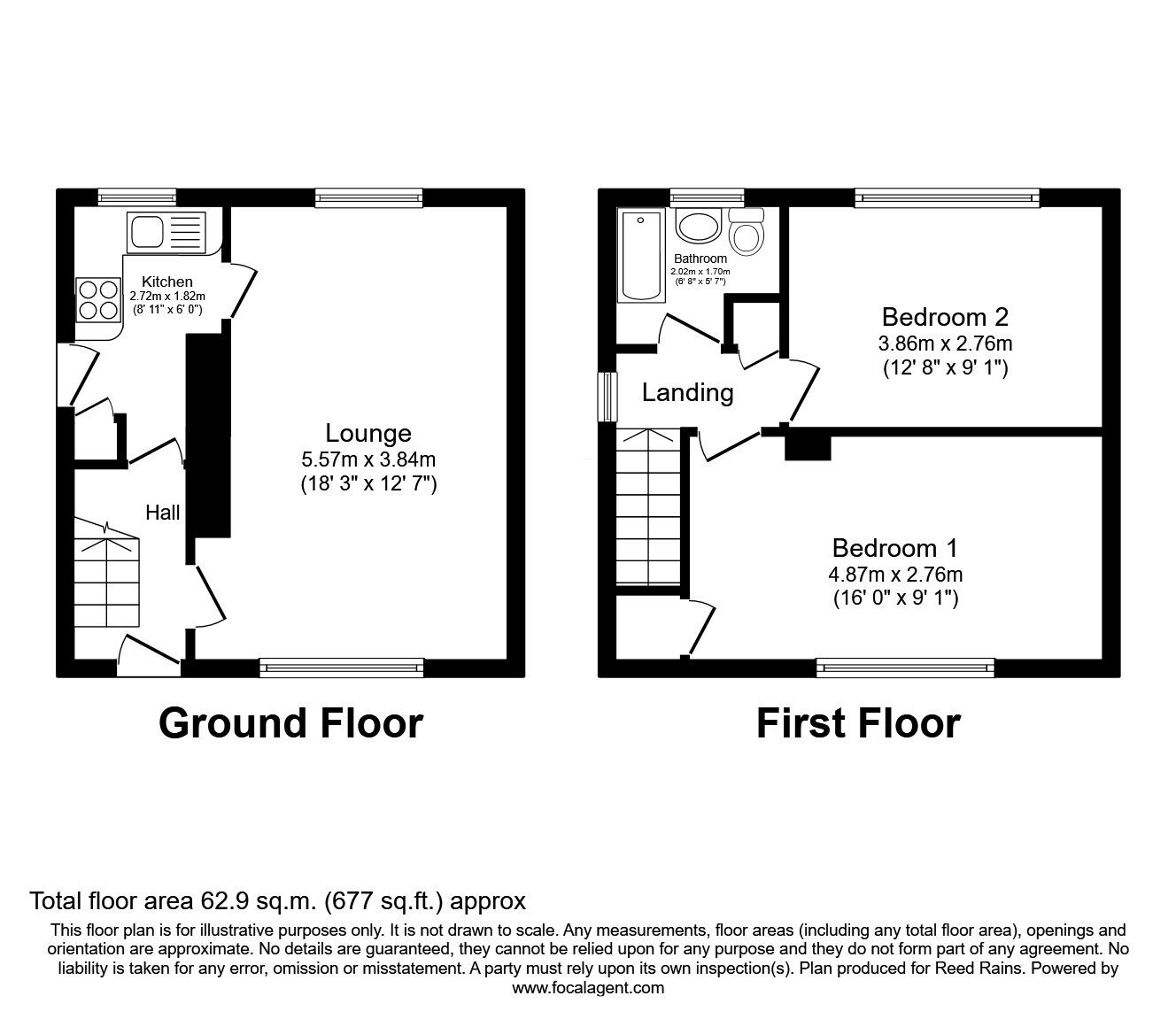 Floorplan of 2 bedroom Semi Detached House for sale, Clifford Road, Rotherham, South Yorkshire, S61
