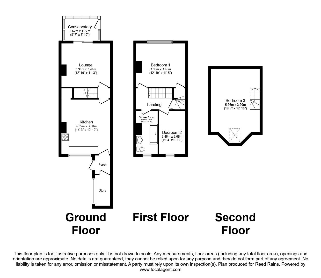 Floorplan of 3 bedroom Mid Terrace House for sale, Oldgate Lane, Thrybergh, South Yorkshire, S65