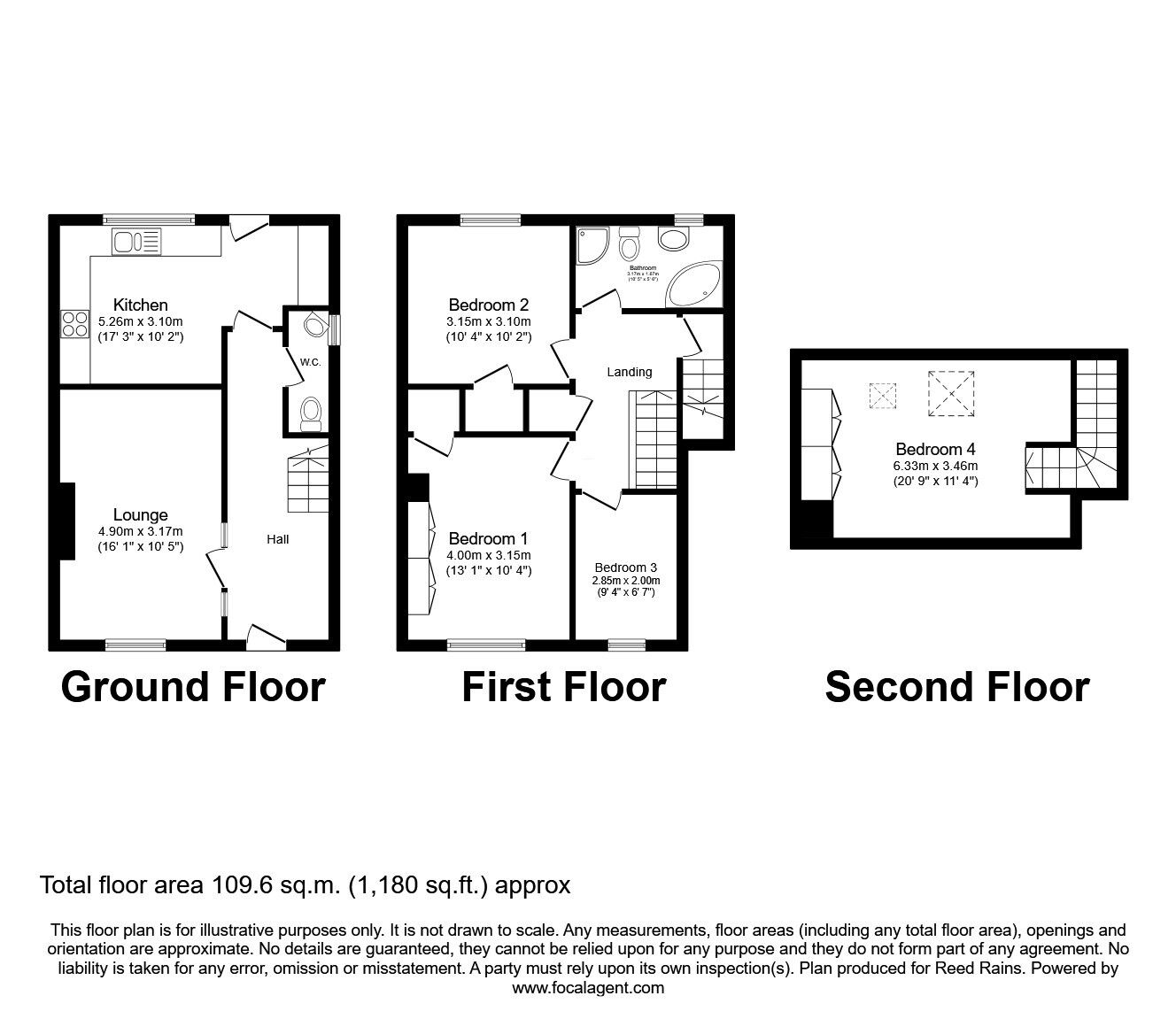 Floorplan of 4 bedroom Mid Terrace House for sale, Goodwin Road, Rotherham, South Yorkshire, S61