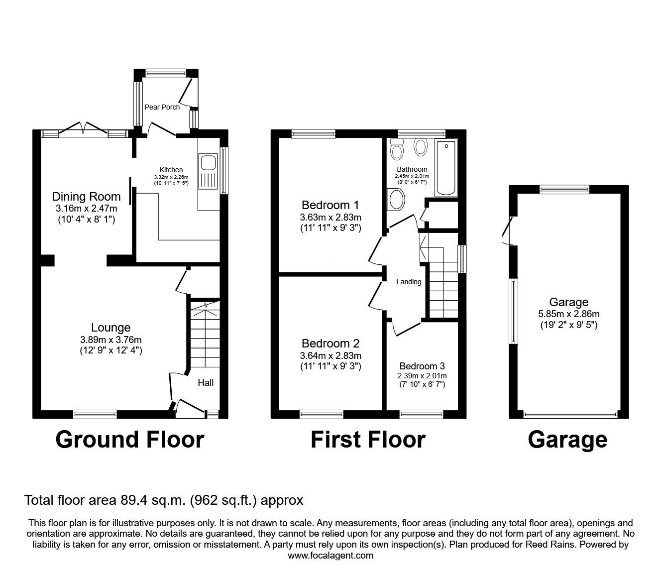 Floorplan of 3 bedroom Semi Detached House for sale, Progress Drive, Bramley, South Yorkshire, S66