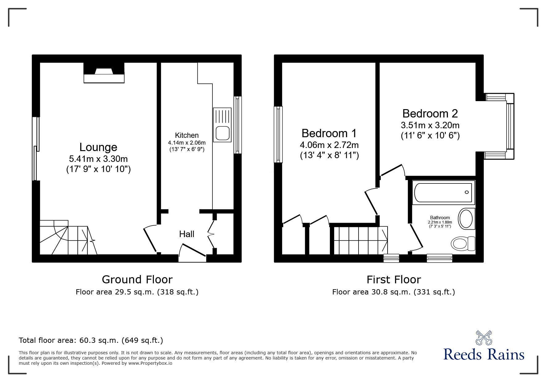 Floorplan of 2 bedroom Semi Detached House for sale, Wagon Road, Rotherham, South Yorkshire, S61