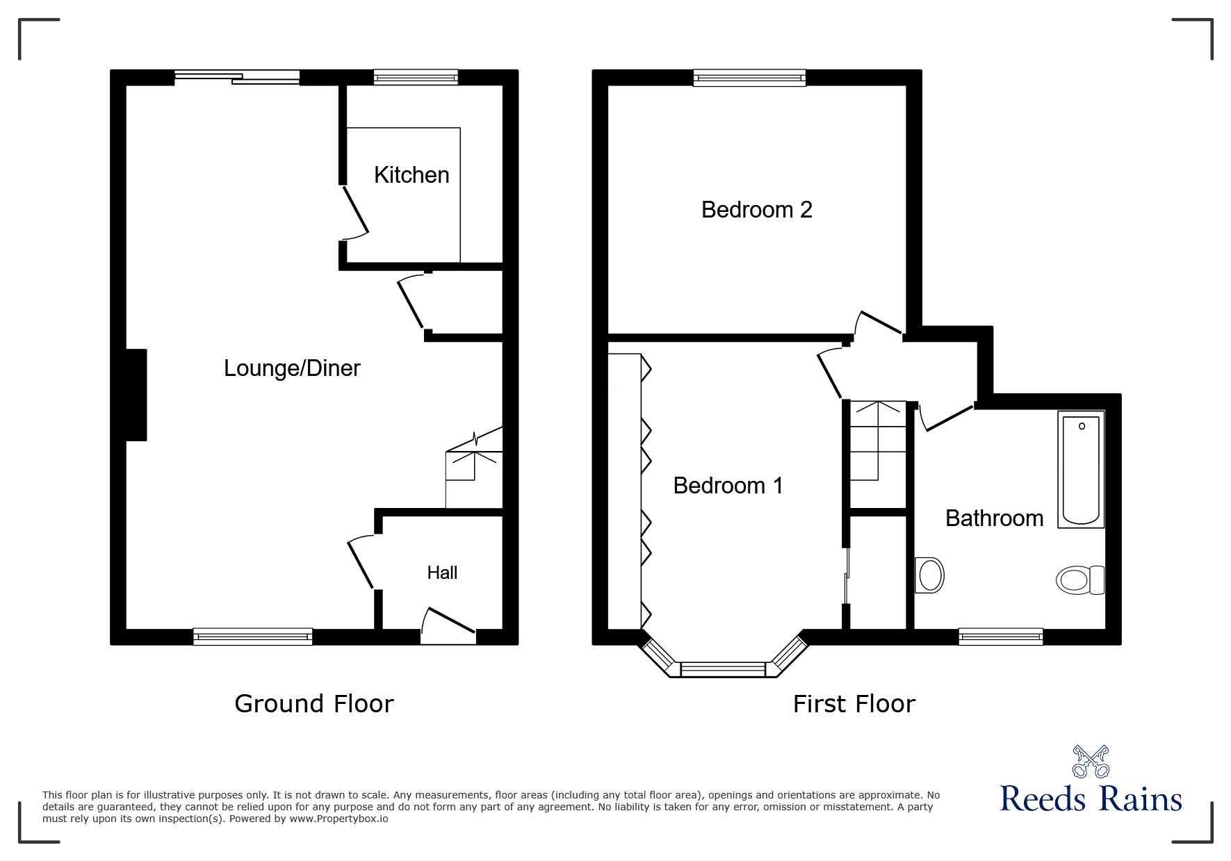 Floorplan of 2 bedroom Mid Terrace House for sale, Lyminton Lane, Treeton, South Yorkshire, S60
