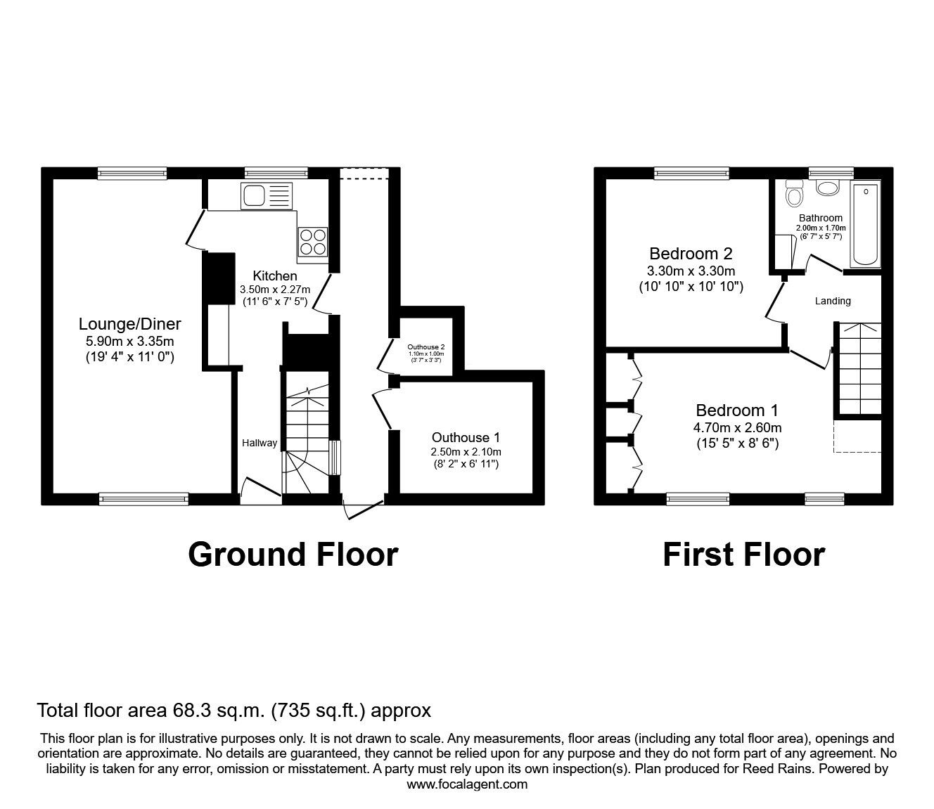 Floorplan of 2 bedroom Semi Detached House for sale, Sycamore Avenue, Wickersley, South Yorkshire, S66