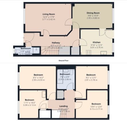 Floorplan of 4 bedroom Mid Terrace House for sale, The Green, Rotherham, South Yorkshire, S60