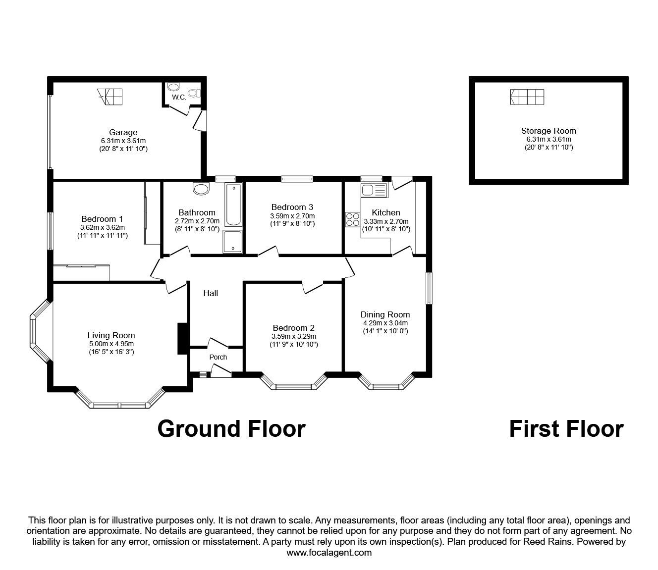 Floorplan of 2 bedroom Detached Bungalow for sale, Quarry Field Lane, Wickersley, South Yorkshire, S66