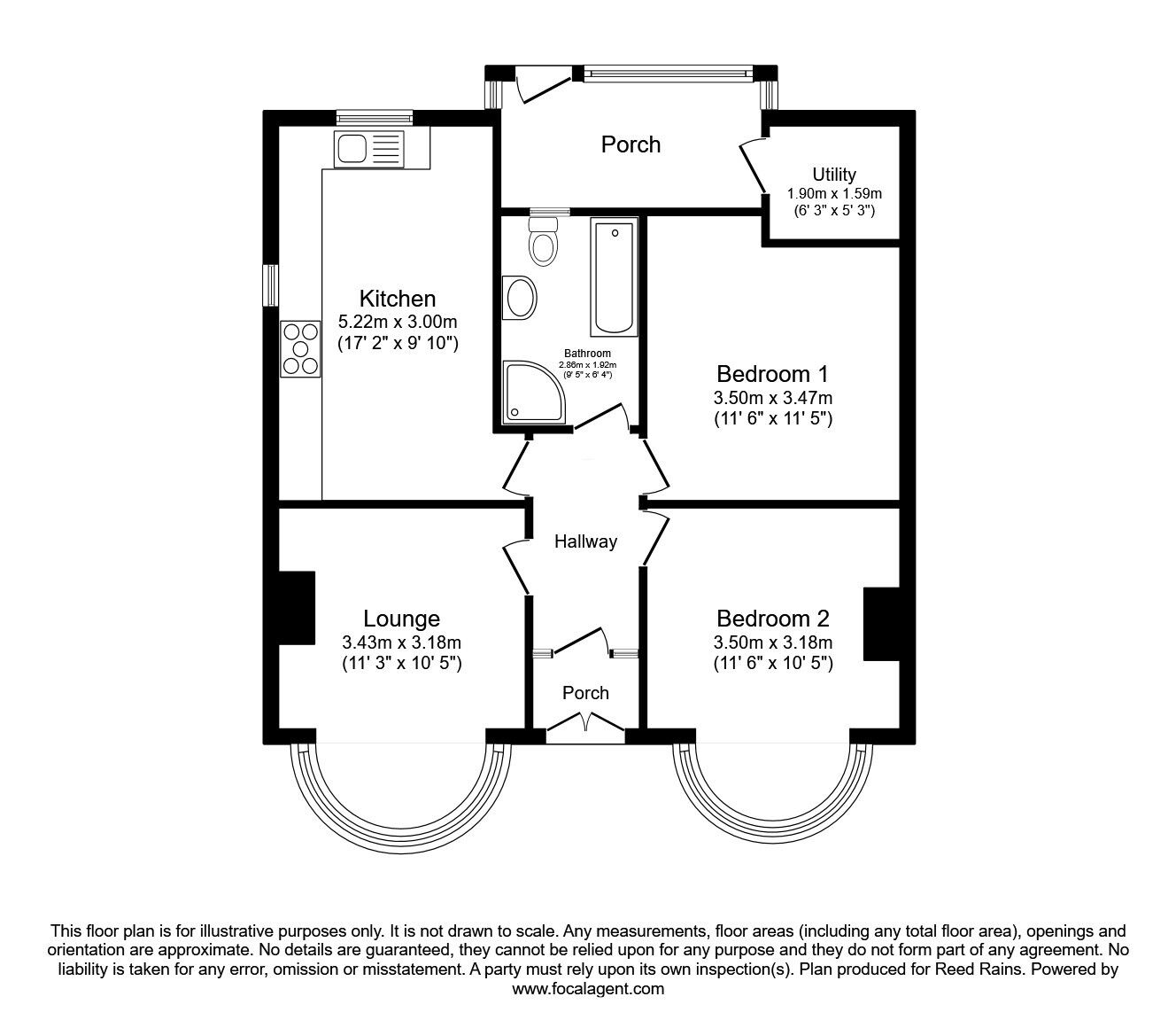 Floorplan of 2 bedroom Detached Bungalow for sale, Dale Road, Rawmarsh, South Yorkshire, S62