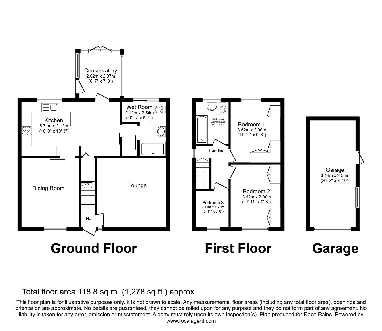 Floorplan of 3 bedroom Semi Detached House for sale, Cardew Close, Rawmarsh, South Yorkshire, S62