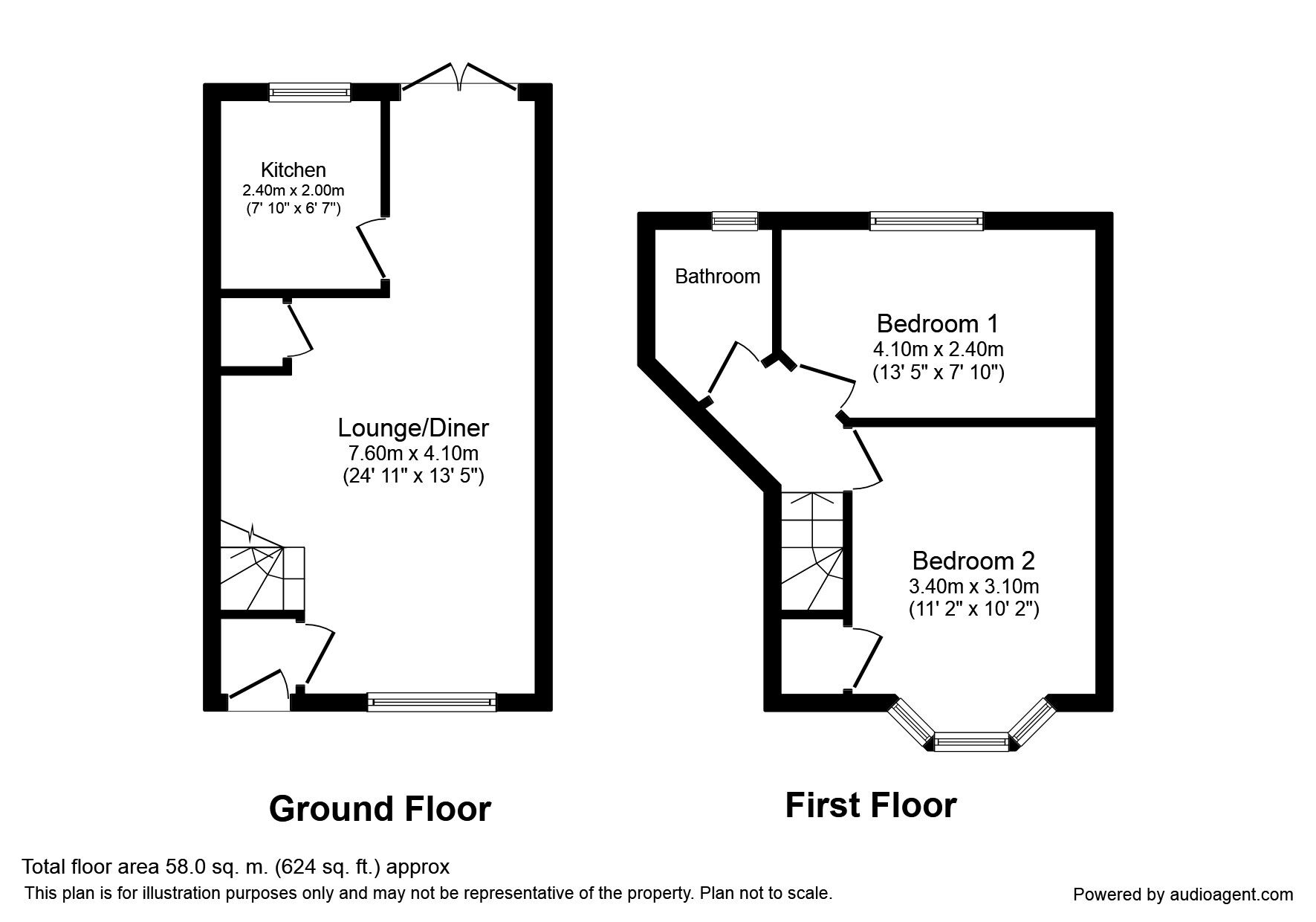 Floorplan of 2 bedroom Mid Terrace House to rent, Lyminton Lane, Treeton, South Yorkshire, S60