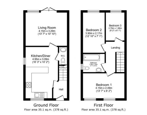 Floorplan of 3 bedroom Semi Detached House for sale, Perrot Court, Swinton, South Yorkshire, S64