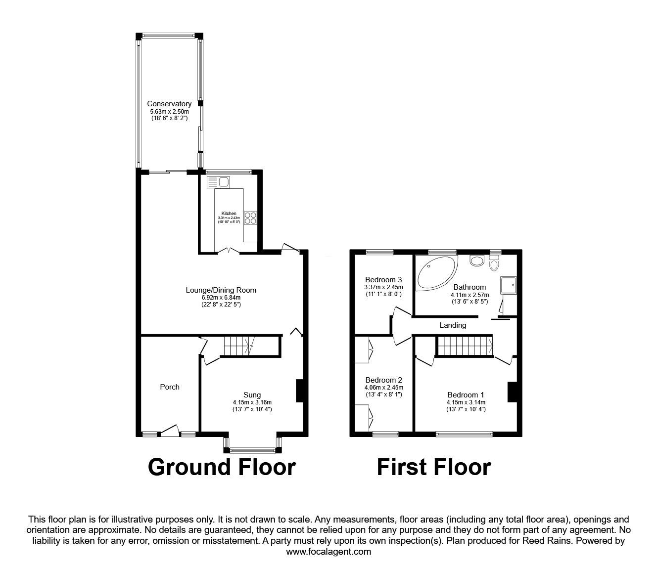 Floorplan of 3 bedroom Semi Detached House for sale, Reresby Road, Whiston, South Yorkshire, S60