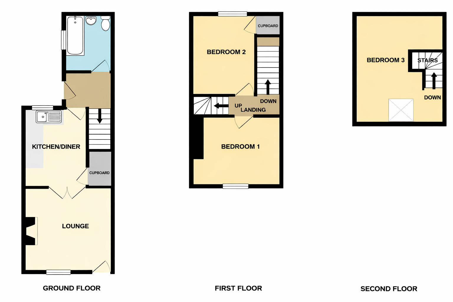 Floorplan of 3 bedroom Mid Terrace House to rent, Well Lane, Treeton, South Yorkshire, S60