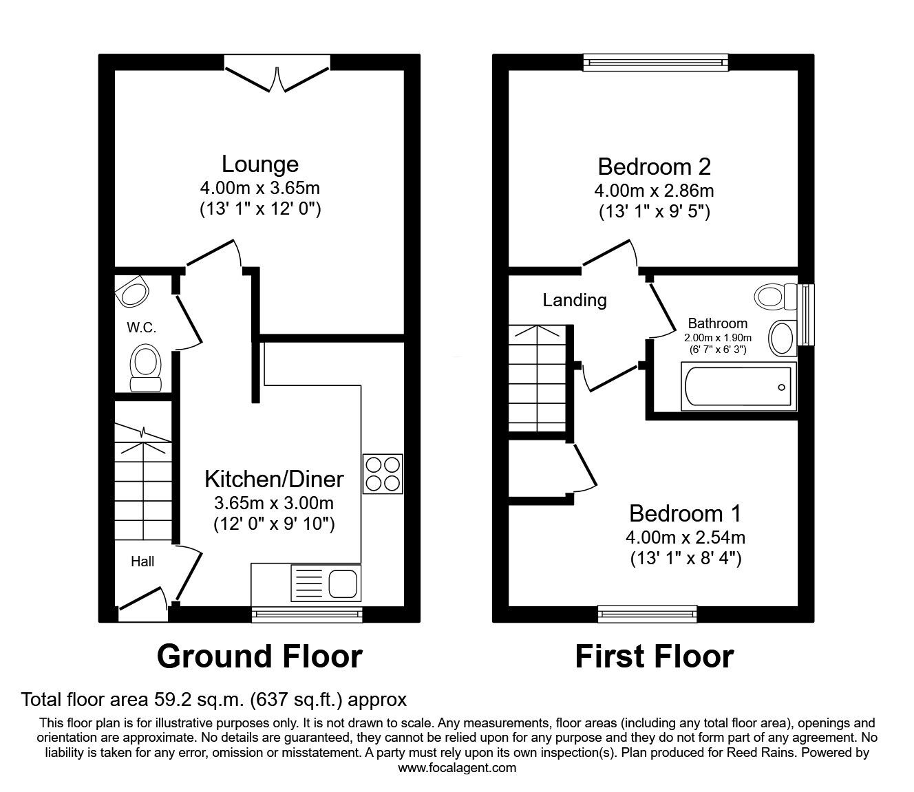 Floorplan of 2 bedroom Semi Detached House for sale, Emerald Green Grove, Thurnscoe, Barnsley, S63