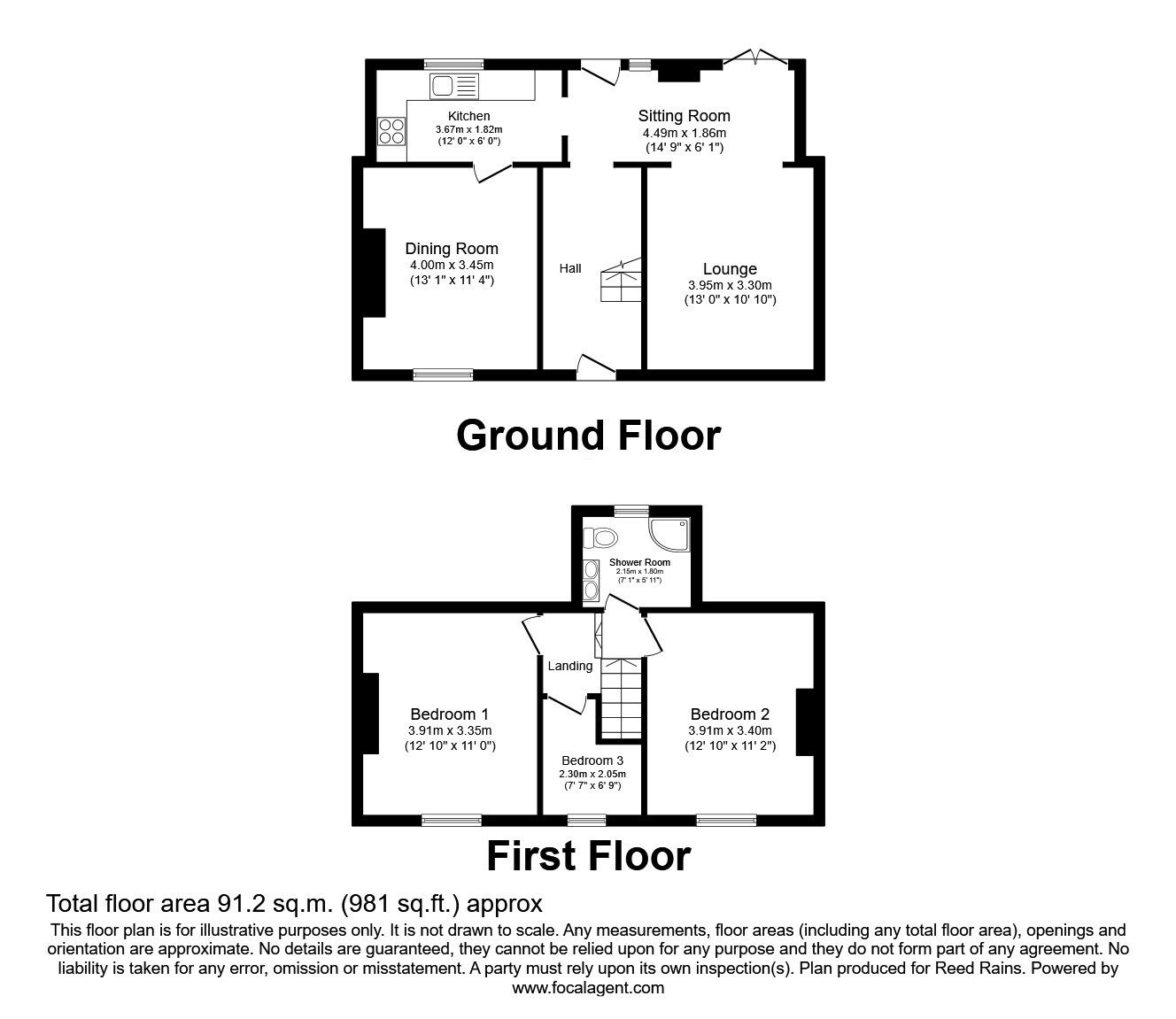 Floorplan of 3 bedroom Detached House for sale, Claremont Street, Rotherham, South Yorkshire, S61