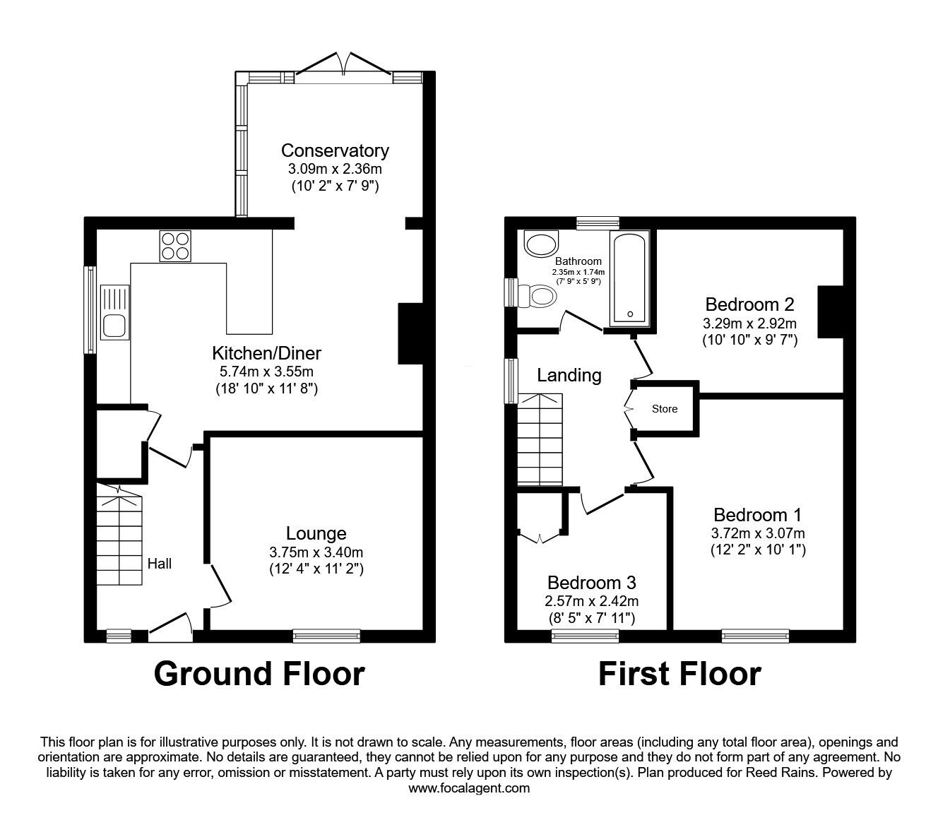 Floorplan of 3 bedroom Semi Detached House for sale, Wheatcroft Road, Rawmarsh, South Yorkshire, S62