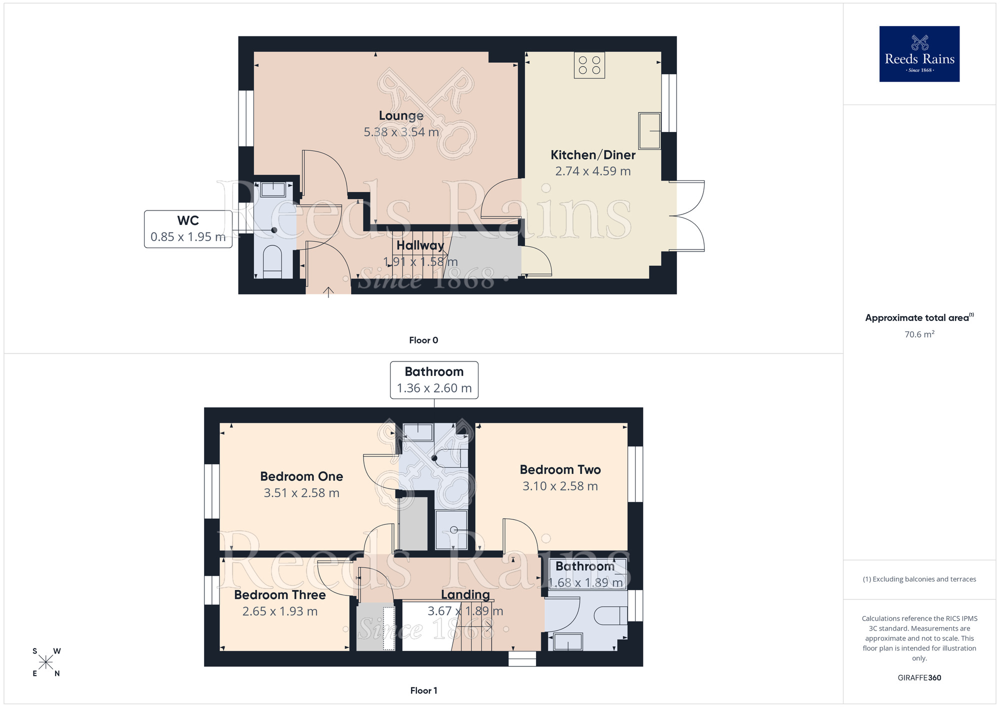 Floorplan of 3 bedroom End Terrace House for sale, Woodlands Chase, Kimberworth Park, Rotherham, S61