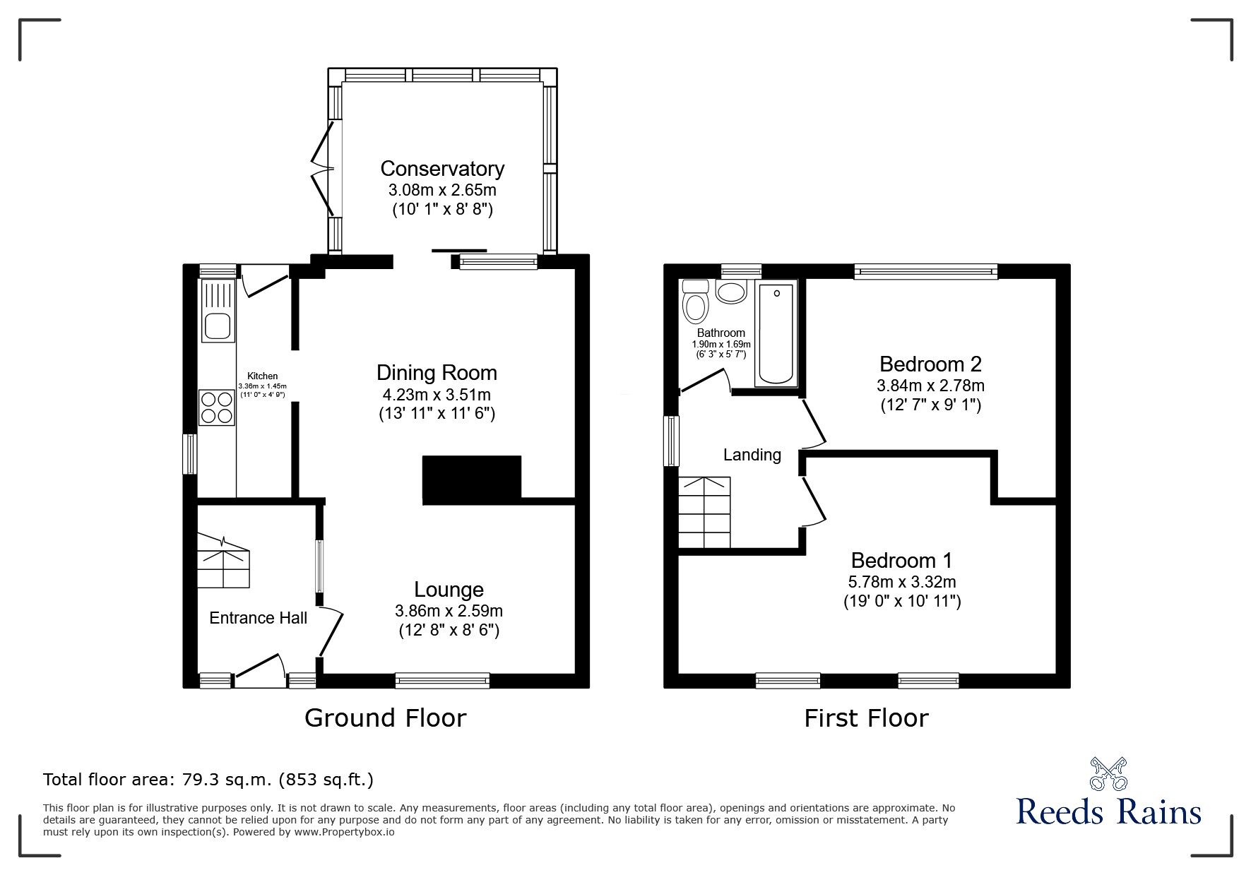 Floorplan of 2 bedroom Semi Detached House for sale, Bellscroft Avenue, Thrybergh, South Yorkshire, S65