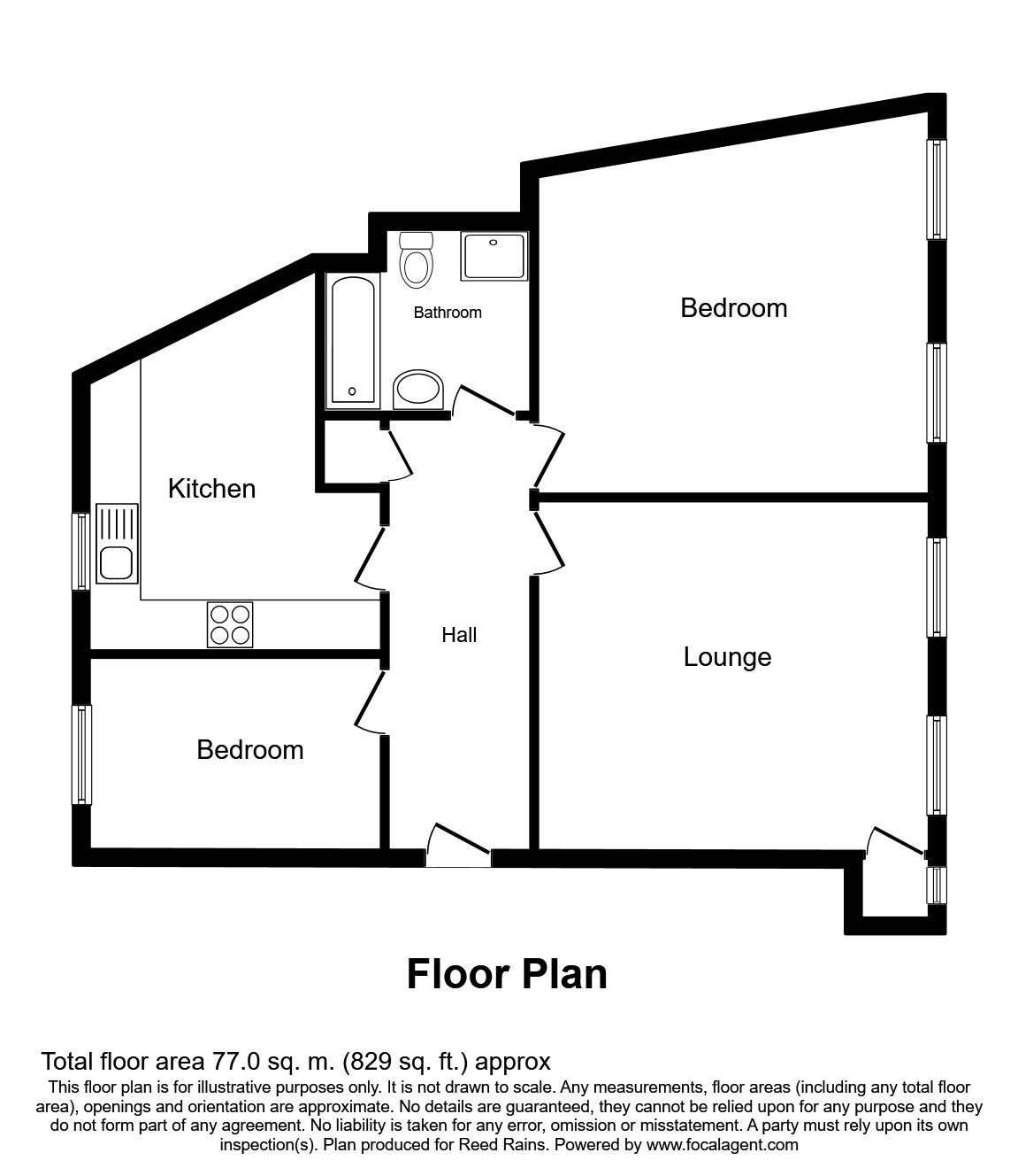 Floorplan of 2 bedroom Flat for sale, College Street, Rotherham, South Yorkshire, S65