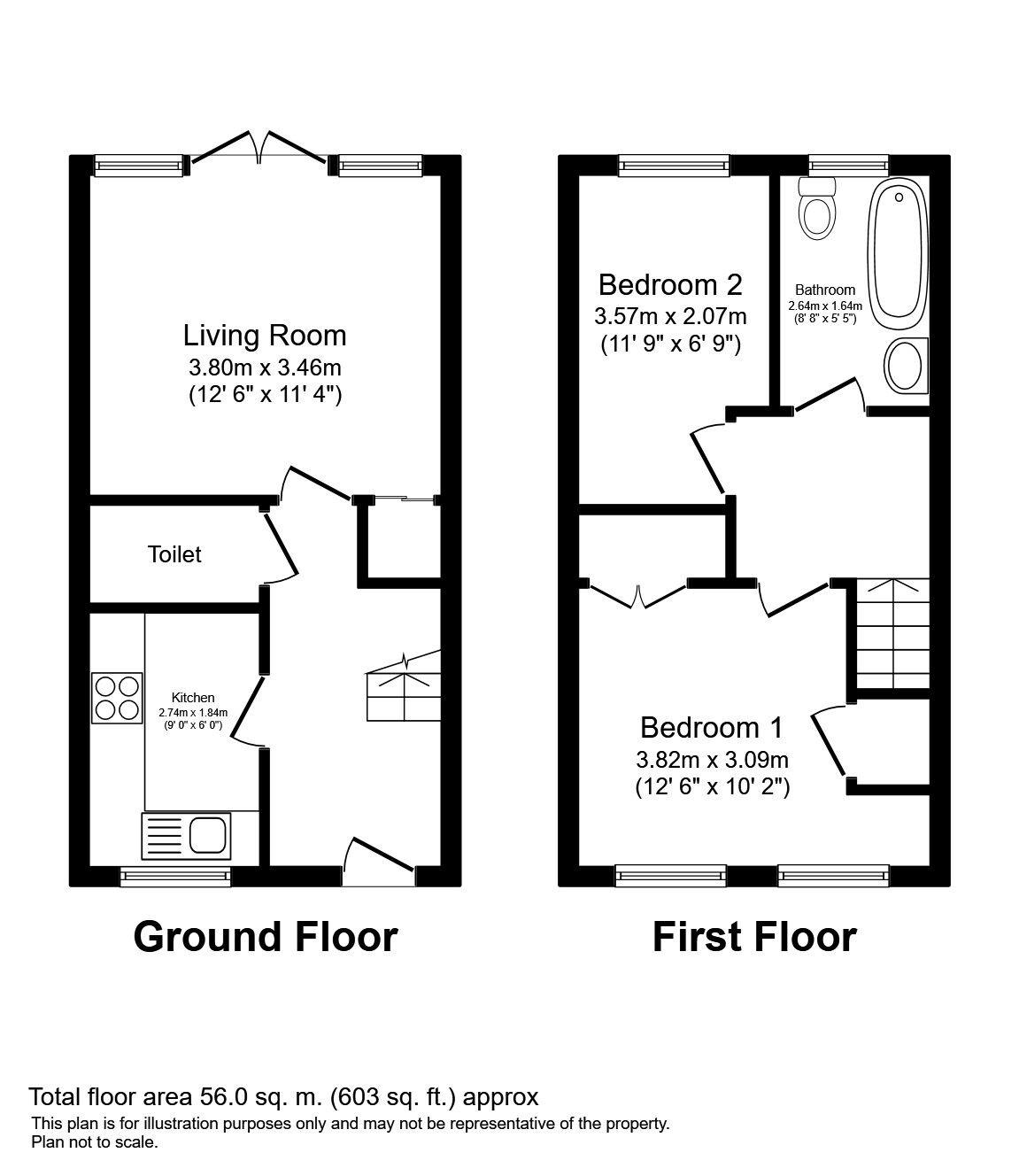 Floorplan of 2 bedroom Mid Terrace House to rent, Castle Lodge Mews, Rothwell, Leeds, LS26