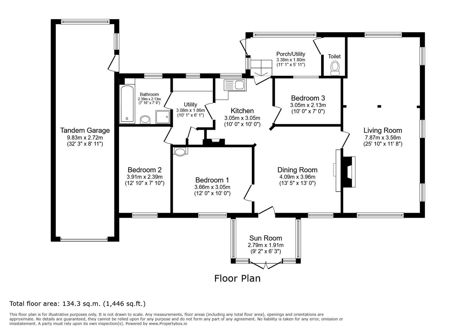 Floorplan of 3 bedroom Detached Bungalow for sale, Smeatons Lane, Winchelsea Beach, East Sussex, TN36