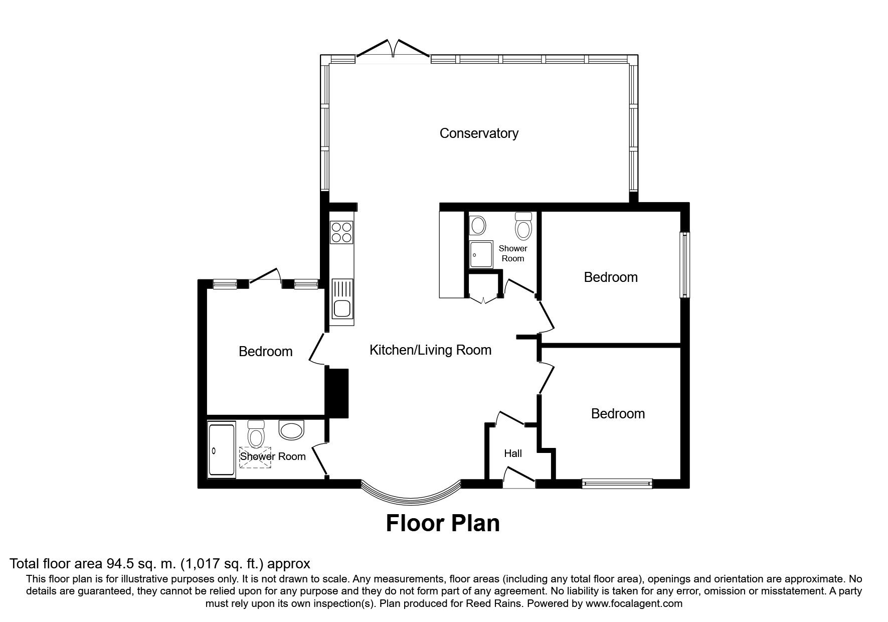 Floorplan of 3 bedroom Detached Bungalow for sale, First Avenue, Camber, East Sussex, TN31