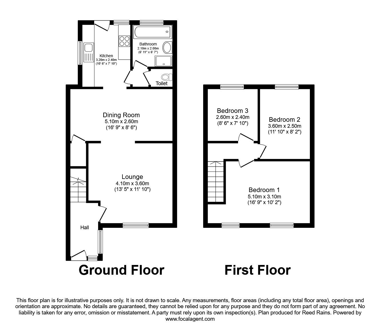 Floorplan of 3 bedroom Mid Terrace House to rent, Kings Avenue, Rye, East Sussex, TN31