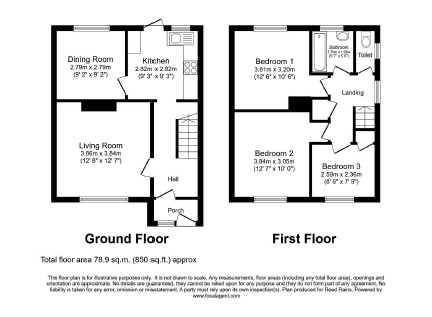 Floorplan of 3 bedroom Semi Detached House to rent, St. Michaels, Tenterden, Kent, TN30